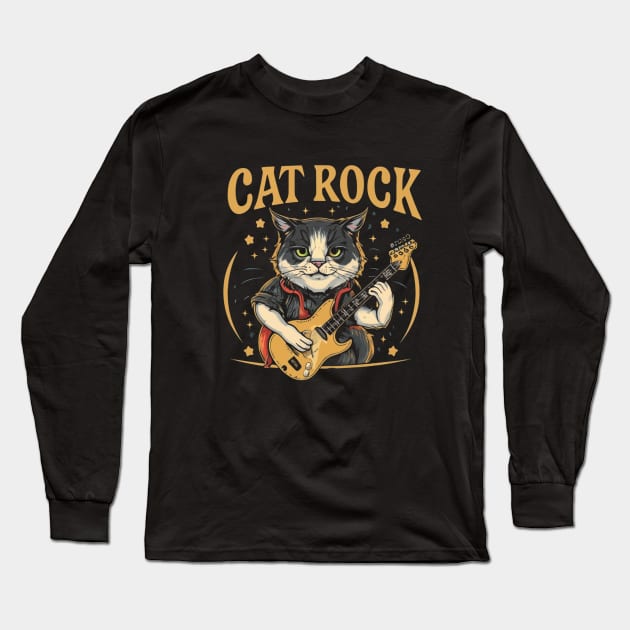 Cat rock bassist Long Sleeve T-Shirt by Aldrvnd